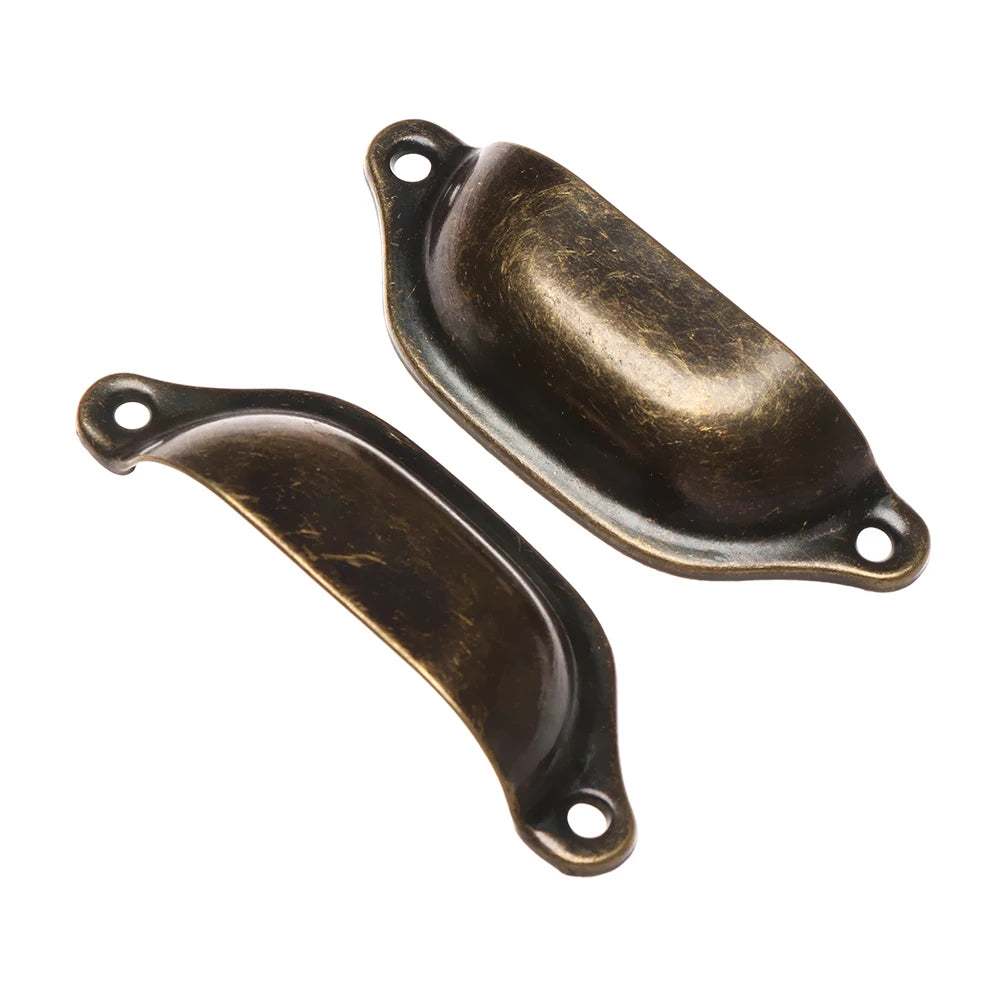 2Pcs Antique Brass Door Handle 98*35*16mm Shell Shape Wardrobe Cabinet Pulls Dresser Drawer Knob Kitchen Cupboard Fittings