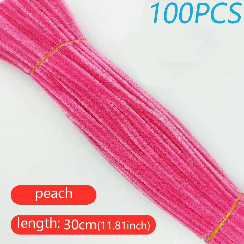 100PCS Colorful Twisted Rod DIY Handcraft Bar Wire Imaginative Wool Root Fluffy Bar Iron Wire Sticks Art Kids Educational Toys