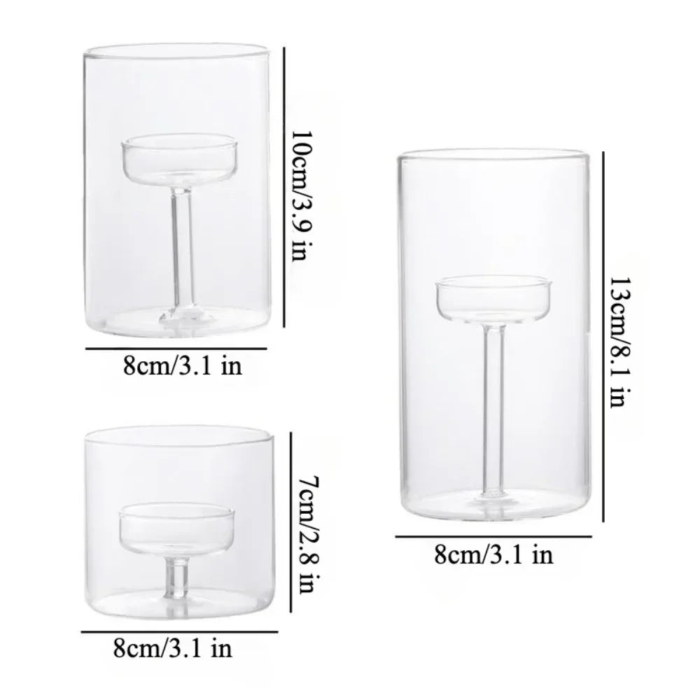Glasseam Glass Tealight Candle Holder Modern Cylinder Candle Holders for Table Centerpiece Wedding Christmas Party Decorations