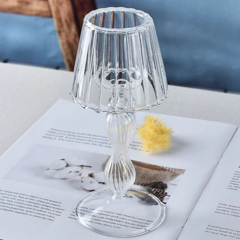 Clear Vintage Glass Candle Holder Romantic Candlelight Table Lamp Shape Candlestick Nordic Wedding Party Desktop Decoration