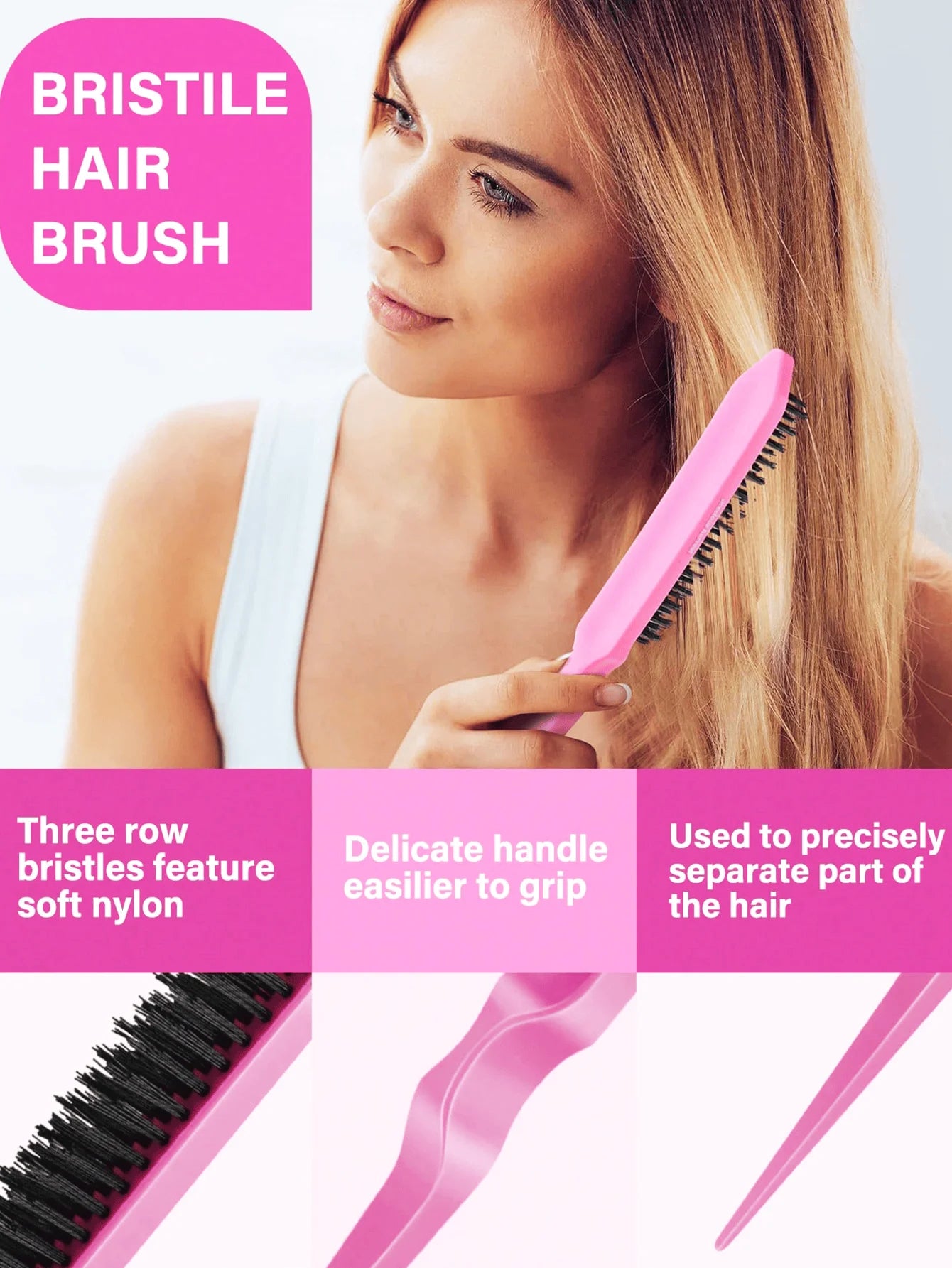 4pcs Slick Back Hair Brush Set With Hair Spray Bottle, Edge Brush Hair Brush Rat, Tail Comb Teasing Brush For Smoothing Baby Hai