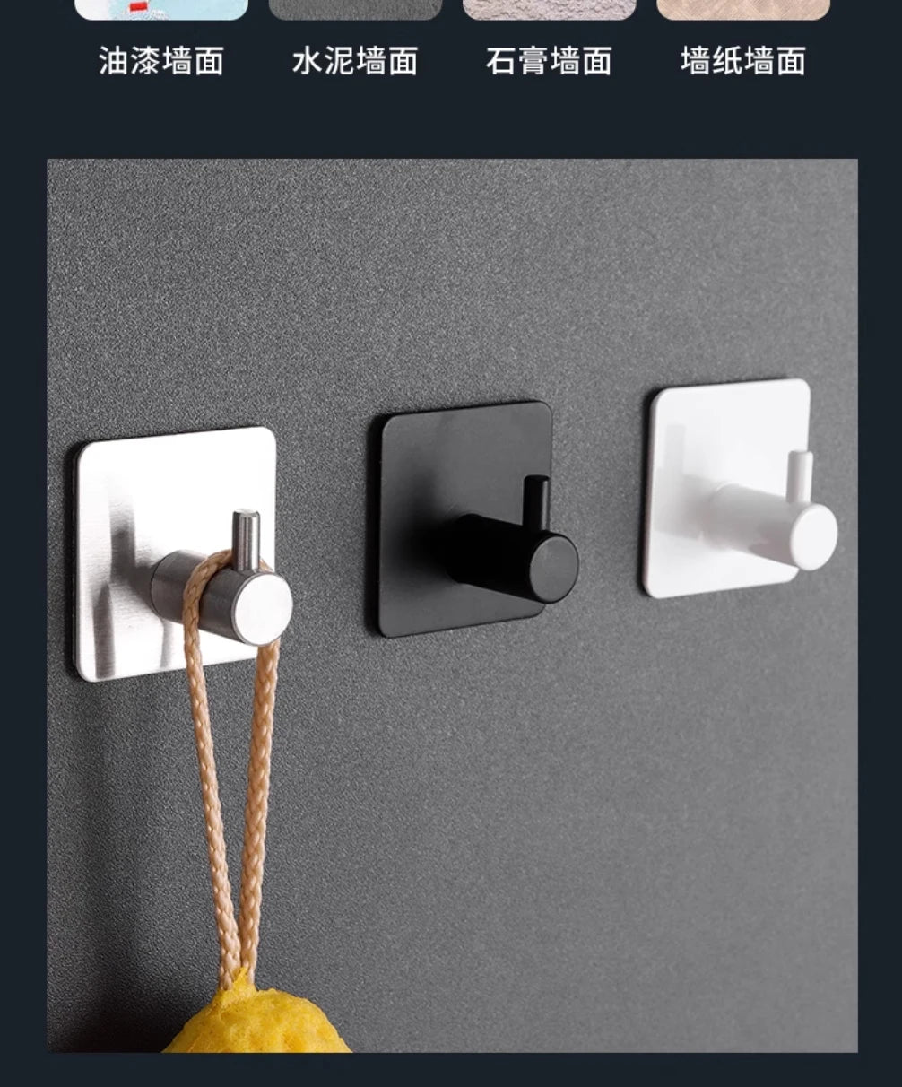 Strong Adhesive Wall Hook Sticker Hanging Coat Rack Clothes Hanger Shower Robe Hook Kitchen Bathroom Towel Hooks Holder