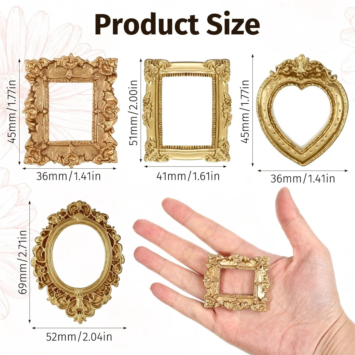 Set of 12 Mini Baroque Vintage Hanging Photo Frames for Wall Decor - Elegant Home Picture Frame Collection