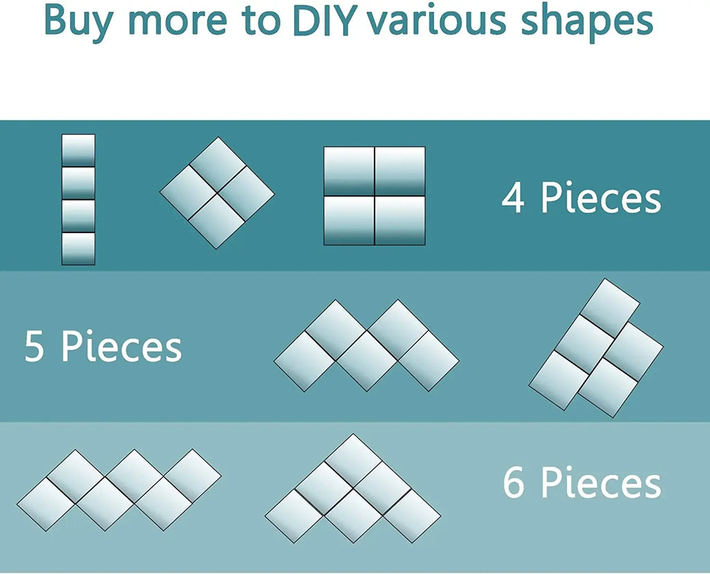 3D Mirror Wall Sticker DIY Square Acrylic Decal 2mm Full Body Wall Mirror Stickers for Bedroom Living Room Home Decor 2/4pcs