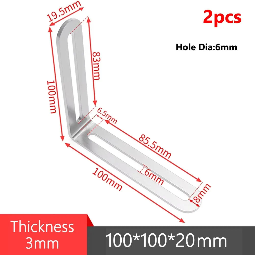 1/2Pcs Stainless Steel Angle Bracket Furniture Fastener 90 Degree Right Angle Corner Brace Joint Silver L Shape