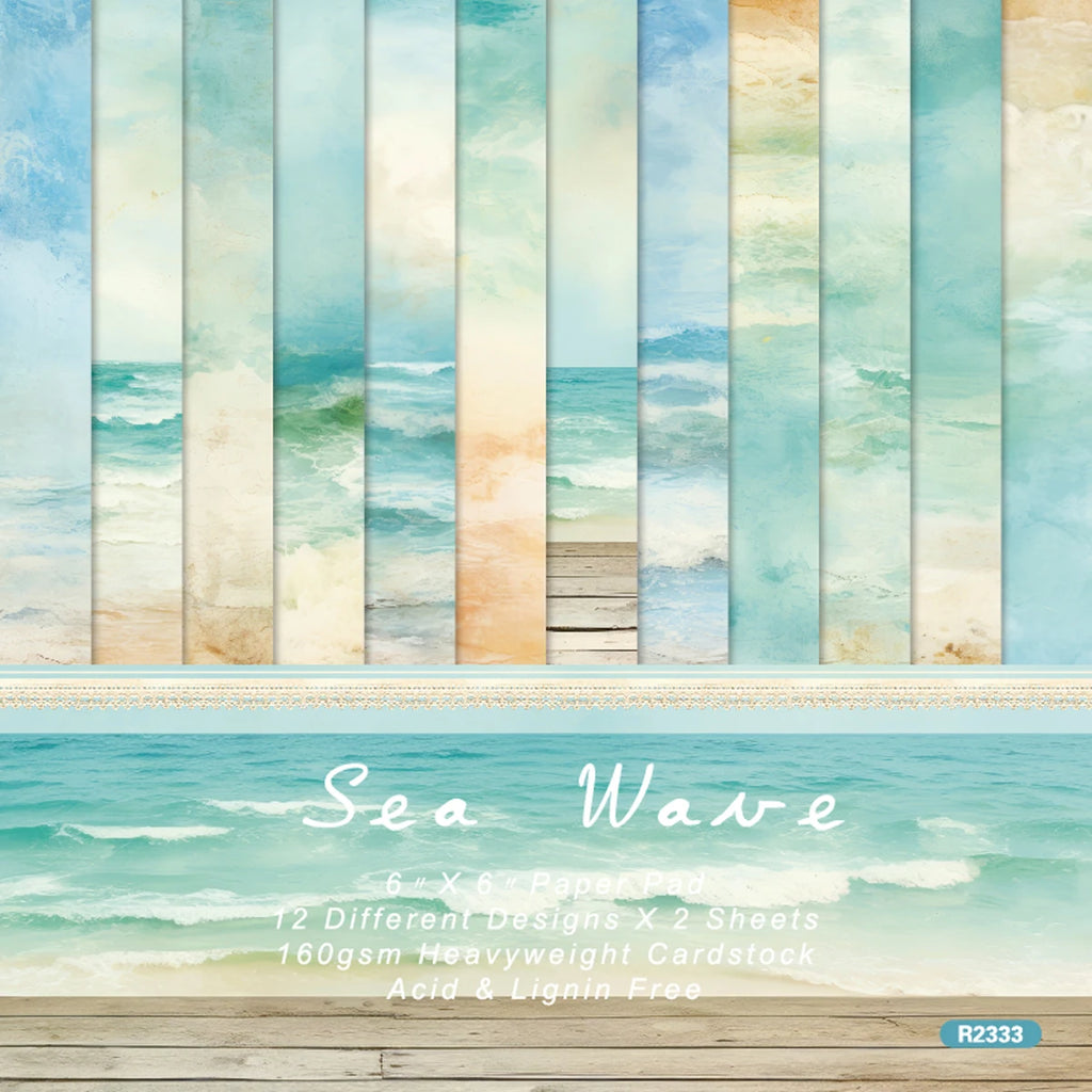 KLJUYP 24 sheets 6"X6" Vintage Sea Wave Scrapbook paper Scrapbooking patterned paper pack DIY craft Background paper