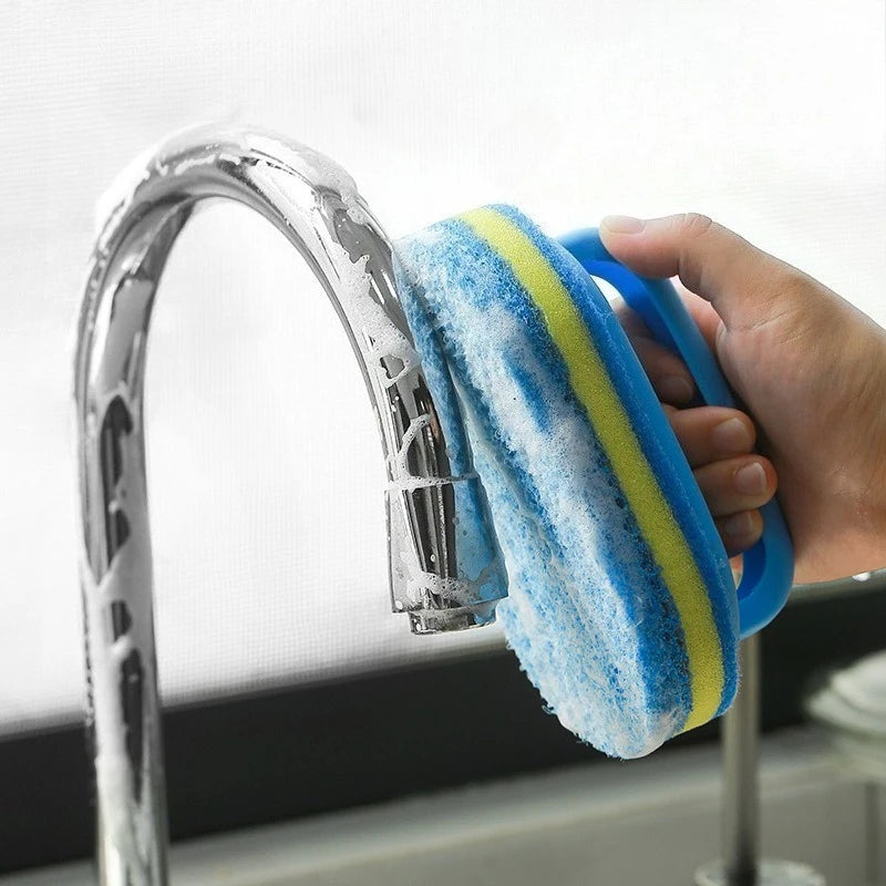 Sponge Cleaning Brush With Handle Bathtub Tile Scrub Brush Kitchen Bathroom Cleaning Sponge Brush Household Cleaning Supplies