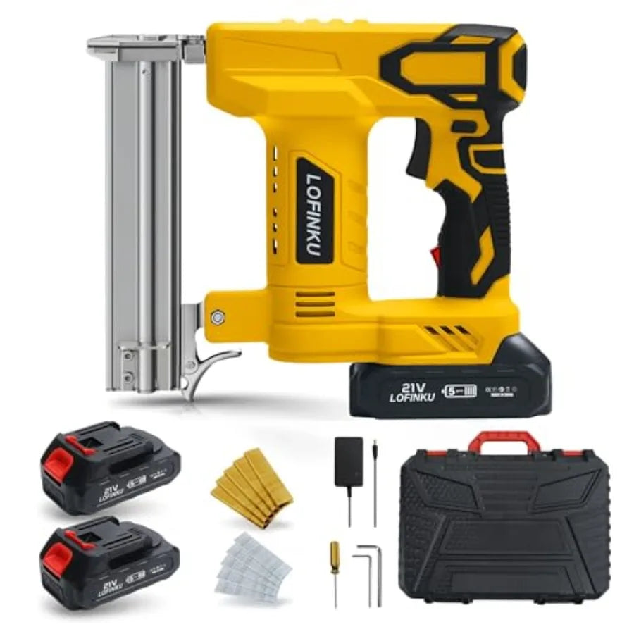Cordless Nail Gun Battery Powered Brad Nailer 2-in-1 Nail/Staple Gun 2×2.0Ah Batteries Electric Nail Gun Brad Nailer Cordless f