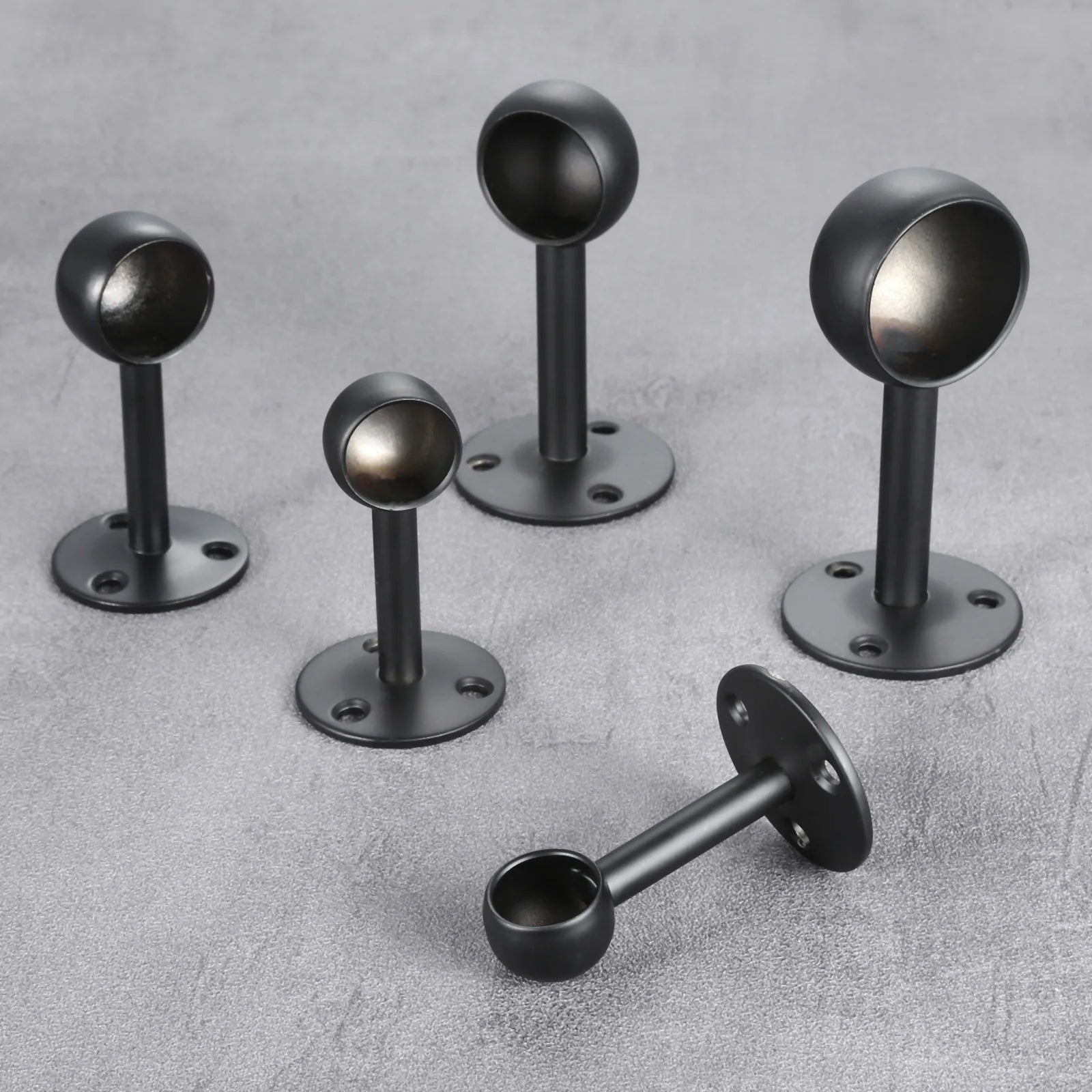 2Pcs Black Steel Closet Pole Socket Brackets Wardrobe Rod Brackets Curtain Rod End Supports Flange Rod Holder 16/19/22/25/32mm