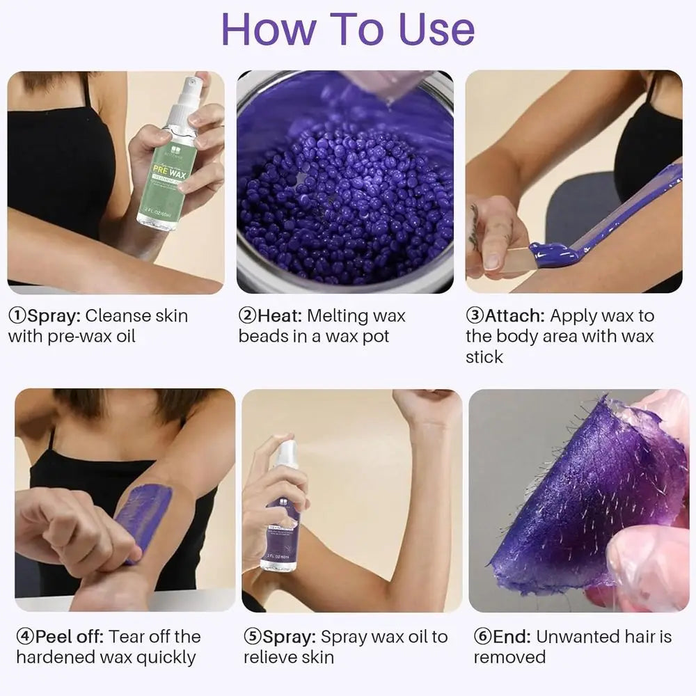 Brazilian and Bikini Waxing Kit for Women, Hard Wax Warmer, Legs and Body Hair Removal Kit, Beginner Friendly, Digital Fast Heat