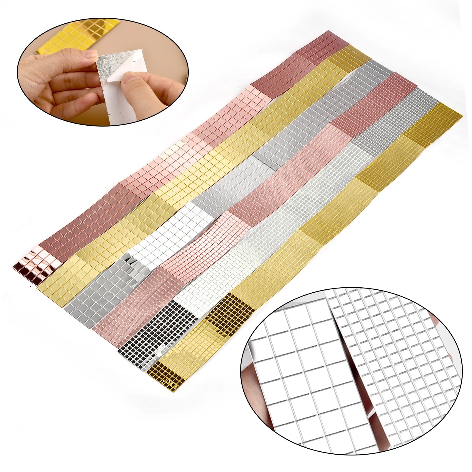 4x60cm Self-Adhesive Real Glass Craft Stickers Reflective Glass Tape Mirror Mosaic Tiles For Making DIY Hand Crafts Home Decor