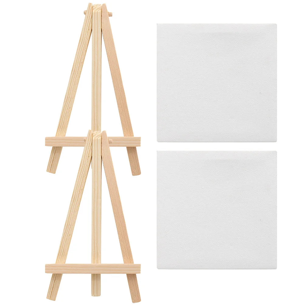 2 set Mini Canvas Easel Set Stretched Painting Panels Diy Art Craft Supply For Oil Painting Kids Adults Gift Decorative