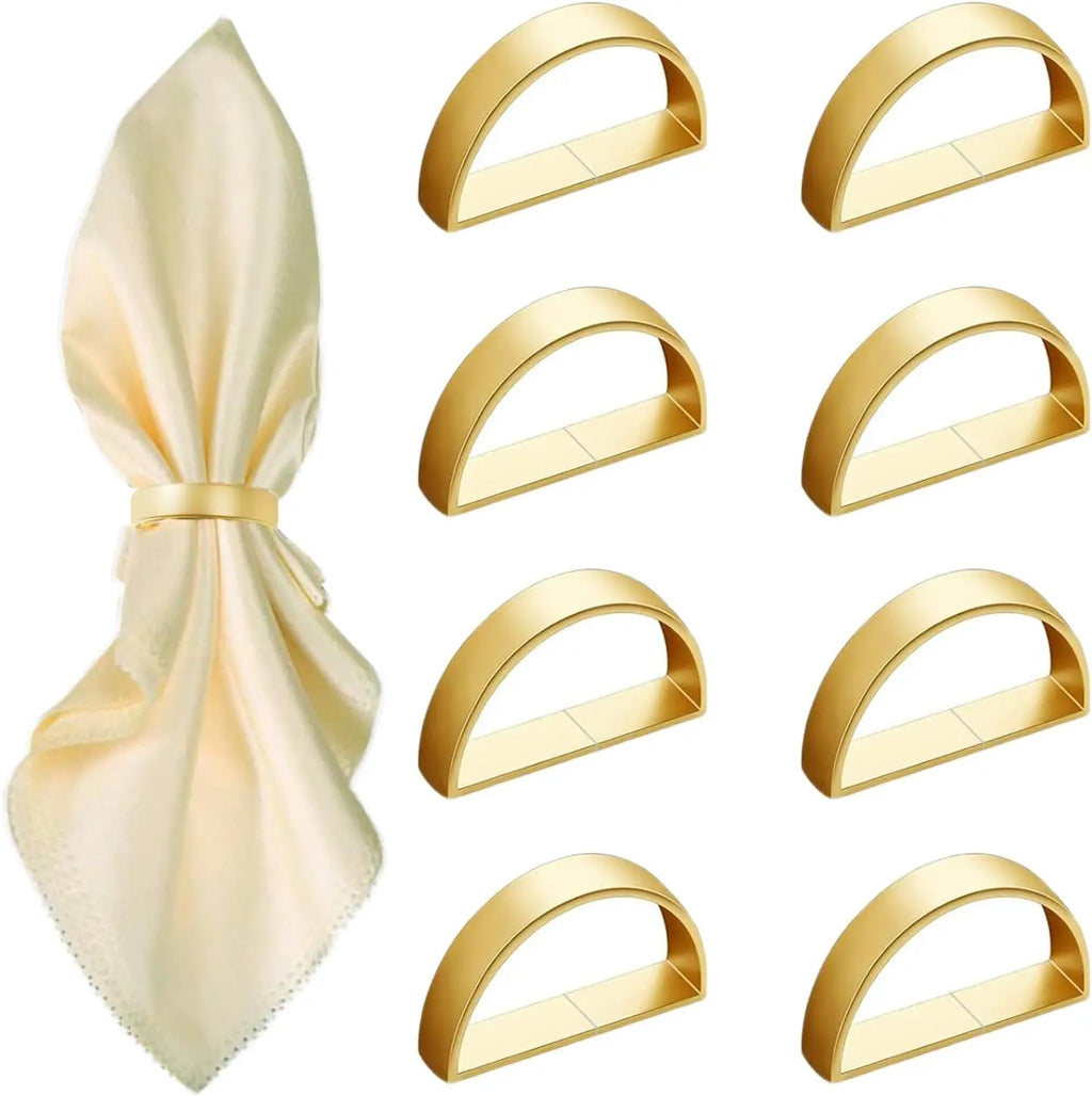 8 Pcs Matt Gold Napkin Rings Stainless Steel Wedding Christmas Party Dinner Table Decorations