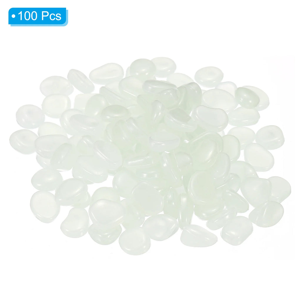 100pcs Glow Rocks 8-11mm Glow Pebbles Decoration in the Dark Luminous Stones Decor DIY Decorative for Garden, Potted Plant
