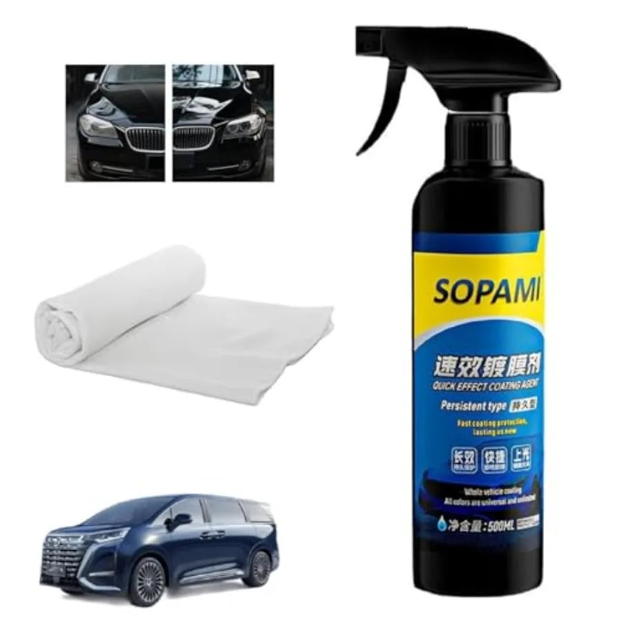 SOPAMI Ceramic Paint Sealant Car Coating Spray 500ML Quick Effect Ceramic Wax Polish for Car Scratches High Gloss Shine Water-R