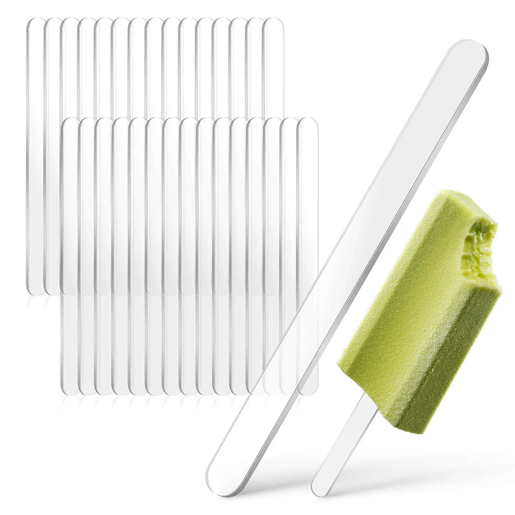 30 Pcs Ice Pop Sticks Cream Food Grade Craft Making Popsicle for Crafts Clear Cake Mini Cakesicle