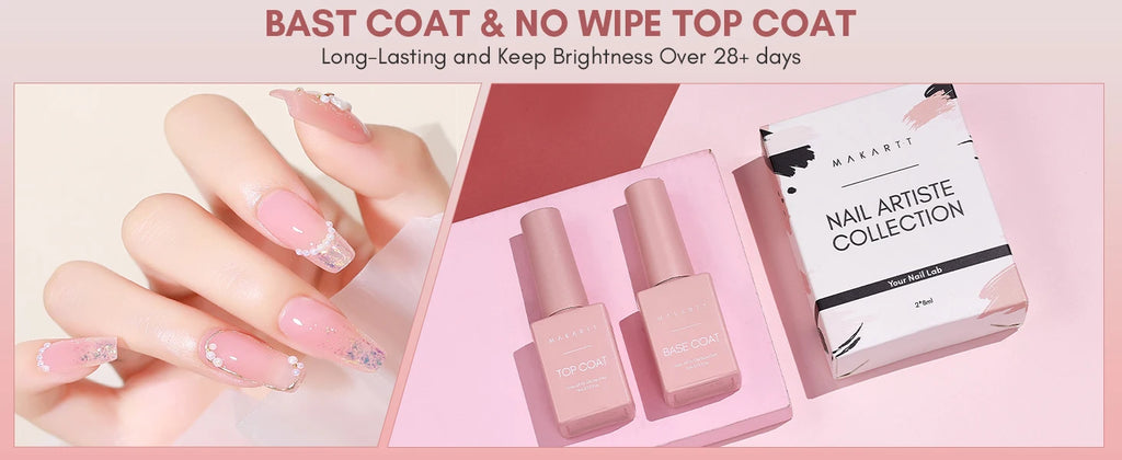 Makartt 4pcs Gel Base and Top Coat Nail Dehydrator and Primer Kit Long Lasting Nail Prep Tool for Gel Nail Polish Acrylic Powder