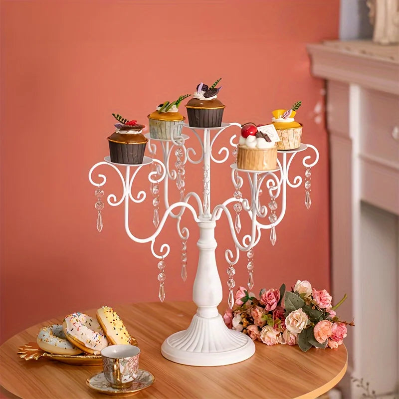 Metal Five Arm Candle Holder Set, 15.3-inch Dining Table Candle Holder Center Piece, Wedding Party Halloween Christmas Decor