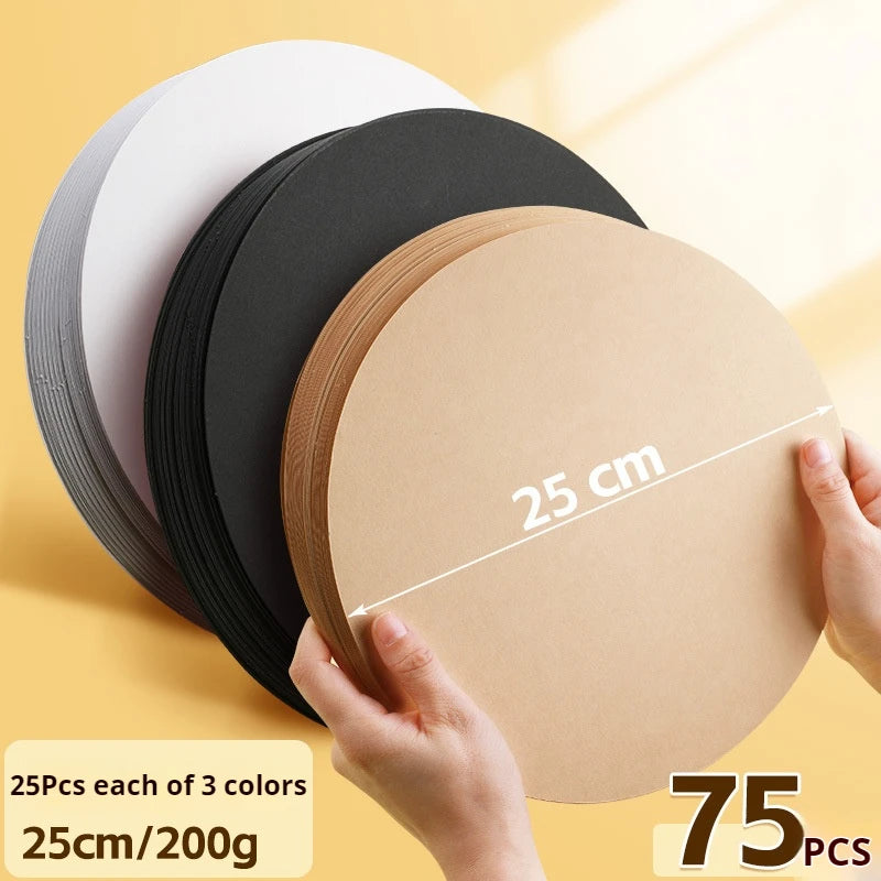 25/29/36 cm Colored Cardstock 200g Round Blank Cardboard Cardstock Sketch Paper for DIY Craft Papercraft Scrapbook Paper Album