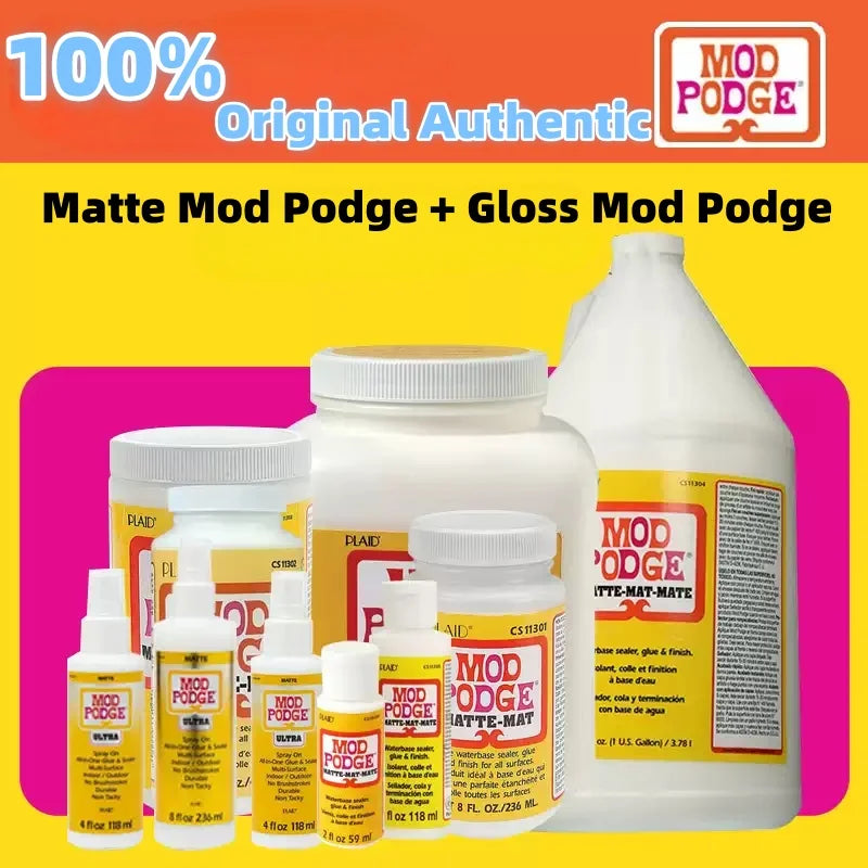 Mod Podge Gloss & Matte Finish Multi-Purpose Decoupage & Fluid Art Glue for Wood Transfer Dried Flower  Puzzle Crafts