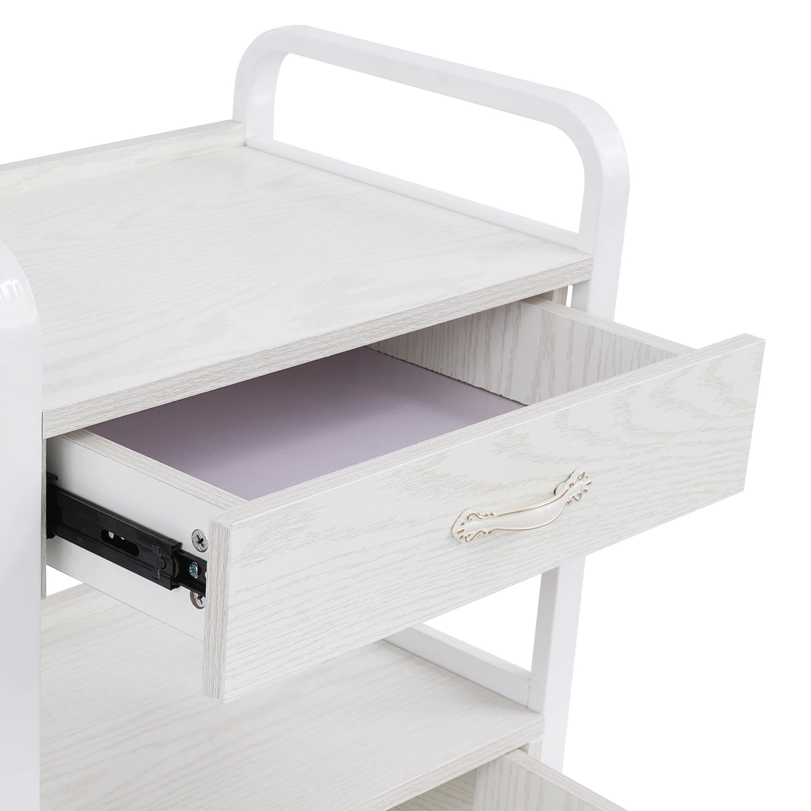 Salon High-density Wood Panels Storage Cart,White Rectangle Free Standing Movable Beauty Organizer 51*33*83cm for Beauty Salons