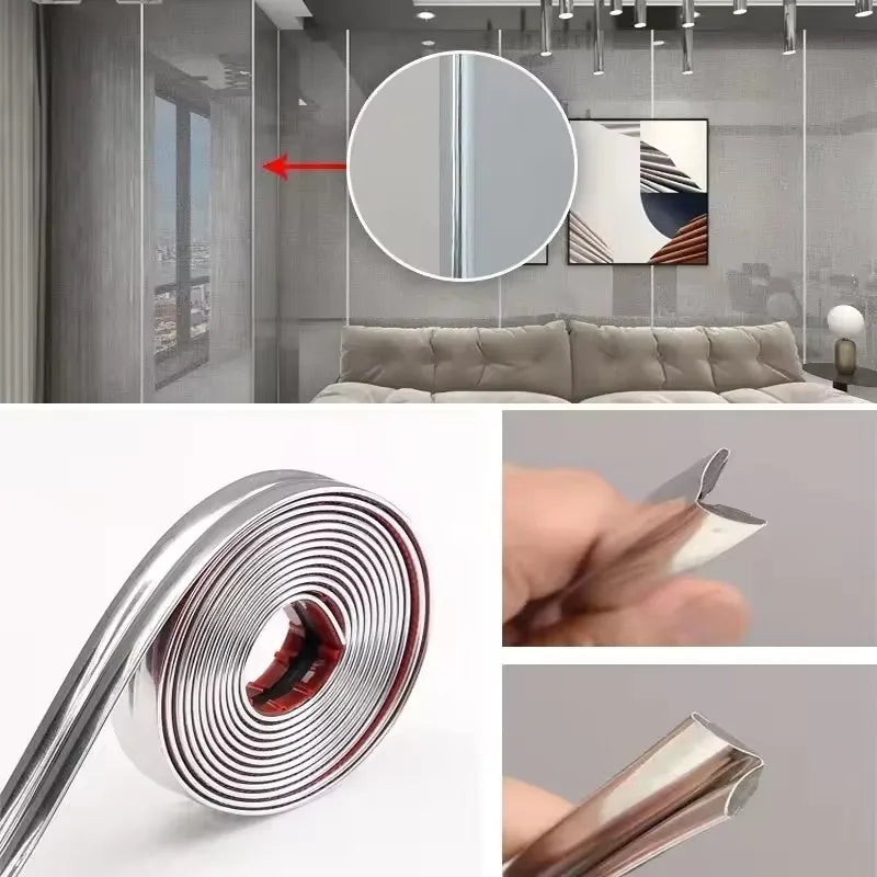 PVC Self-adhesive Decorative Tape Gold Background Wall Inner Corner Decor Strip Furniture Table Edge Anti-collision Bumper Tape