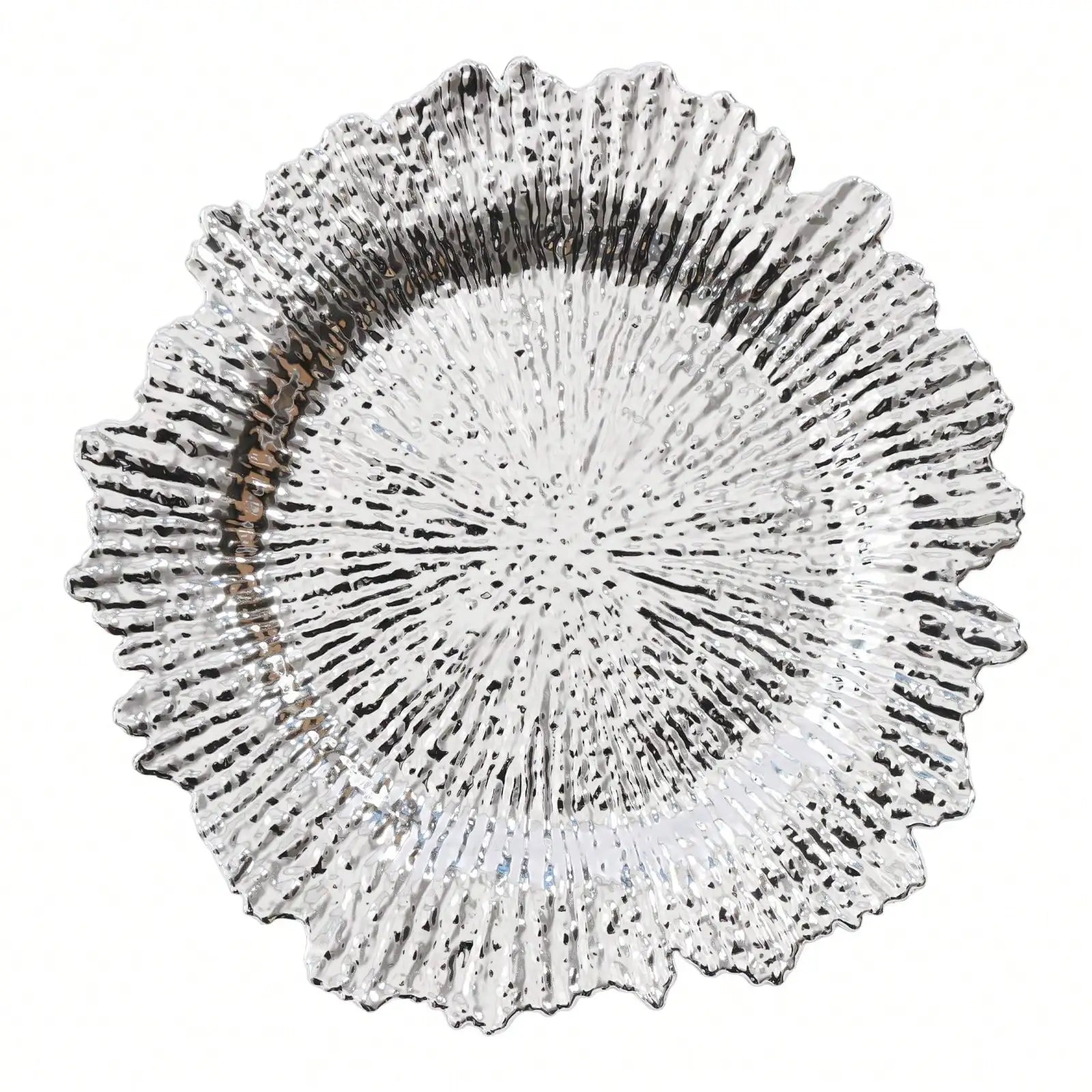 24PCS Charger Plates 12.6" Round Plastic Reef Plate Chargers With Flora Reef Design For Wedding, Party