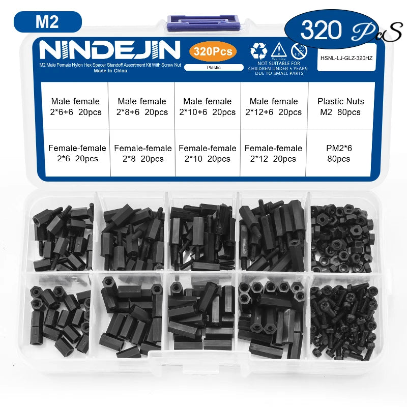 Male Female Nylon Hex Standoff Assortment Kit with Plastic Screws Nuts M2 M2.5 M3 M4 Insulation Plastic Standoff Spacer Set