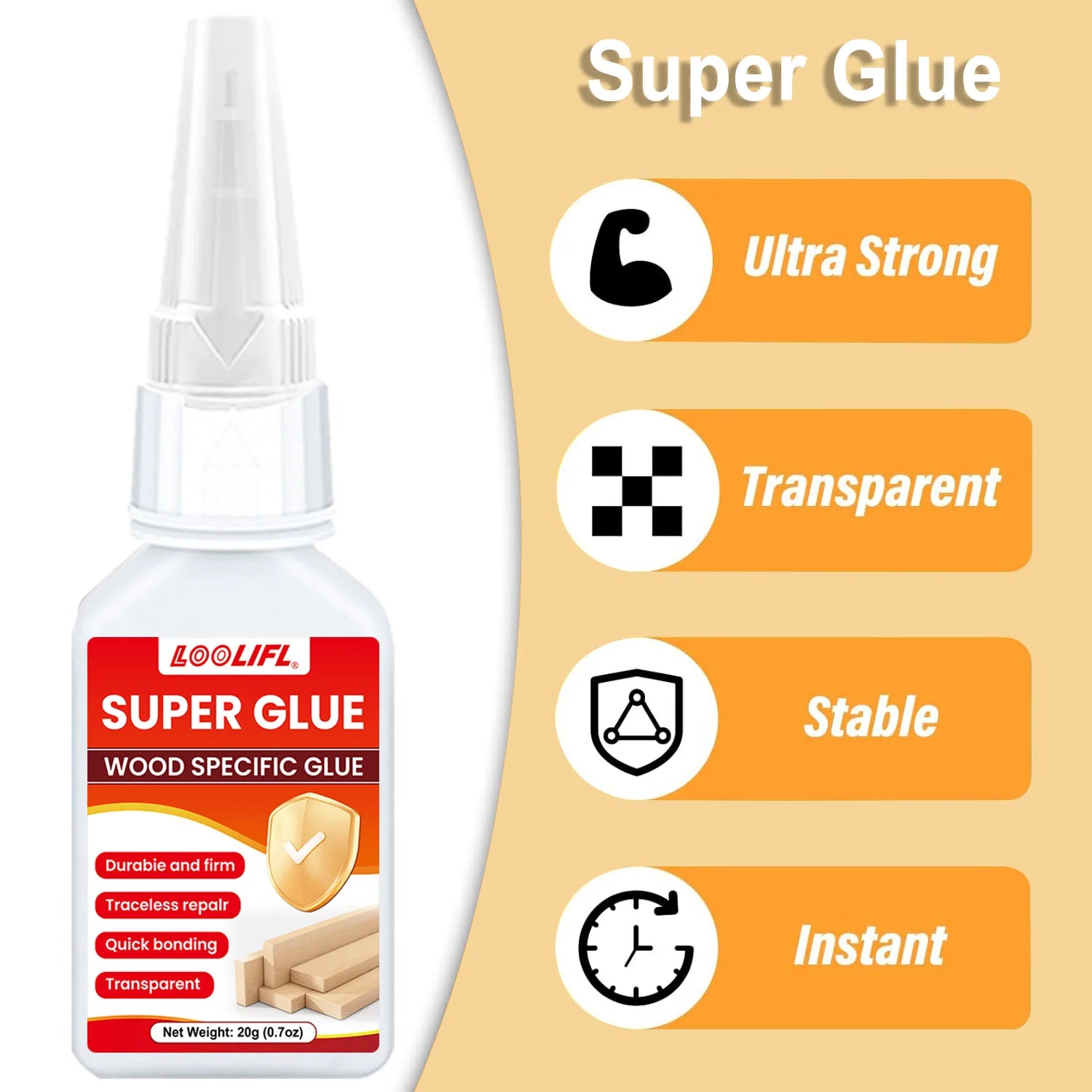 20g fast drying wood glue - transparent and residue free, suitable for wooden furniture and DIY crafts, ideal for wood repair