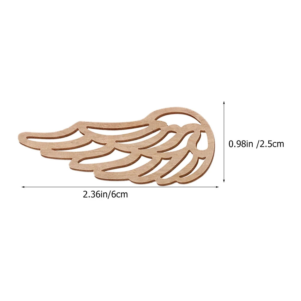 40pcs Wood Wing Cutouts Angel Shape Unfinished Wooden Slices For Diy Craft Ornament Christmas Party Supplies Hanging Decor