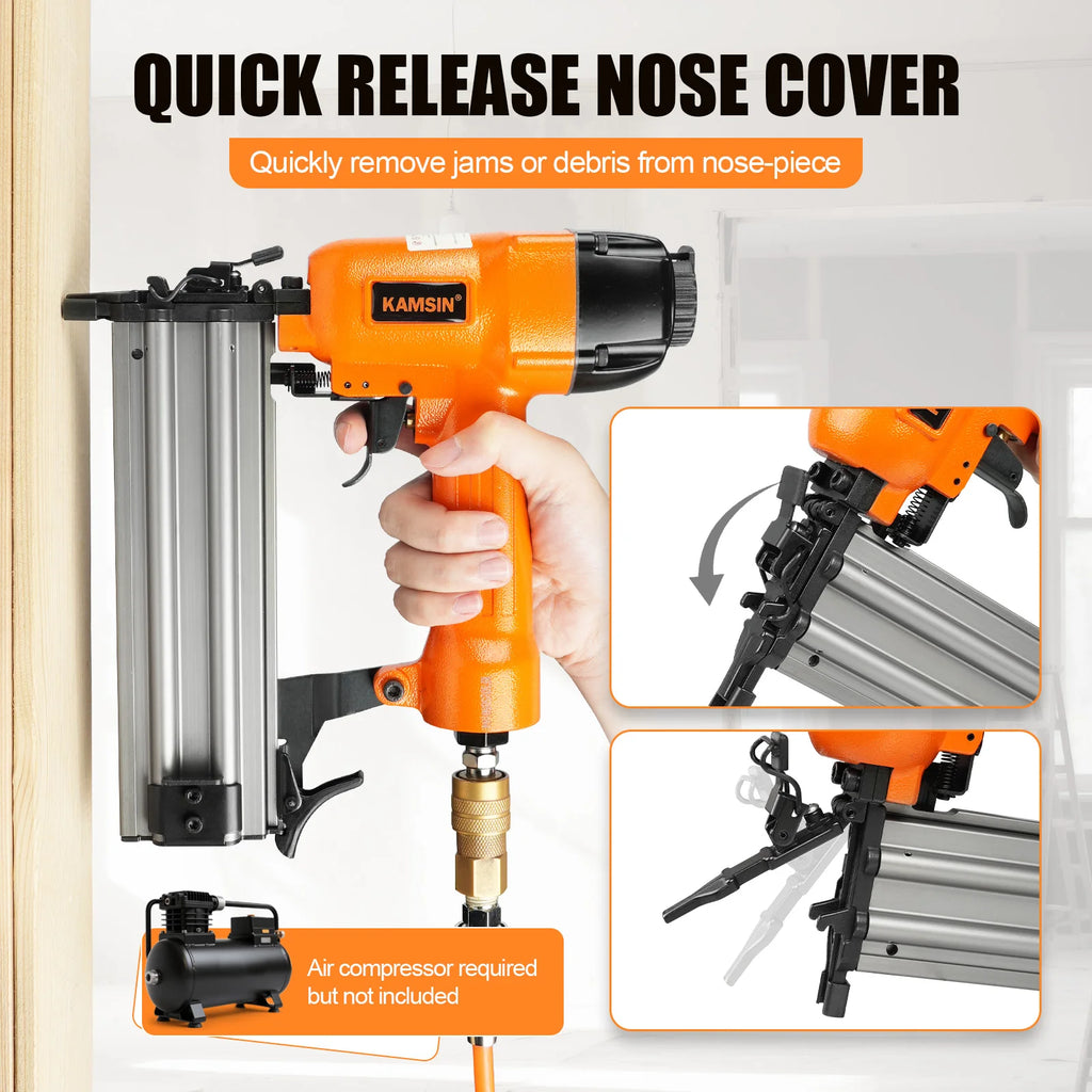 F50/9040 Pneumatic Brad Nailer, 2 in 1 Nail Gun Staple Gun Fires 18 Gauge 2" Brad Nails and 1/4" Crown 1-5/8" Staples with Carry