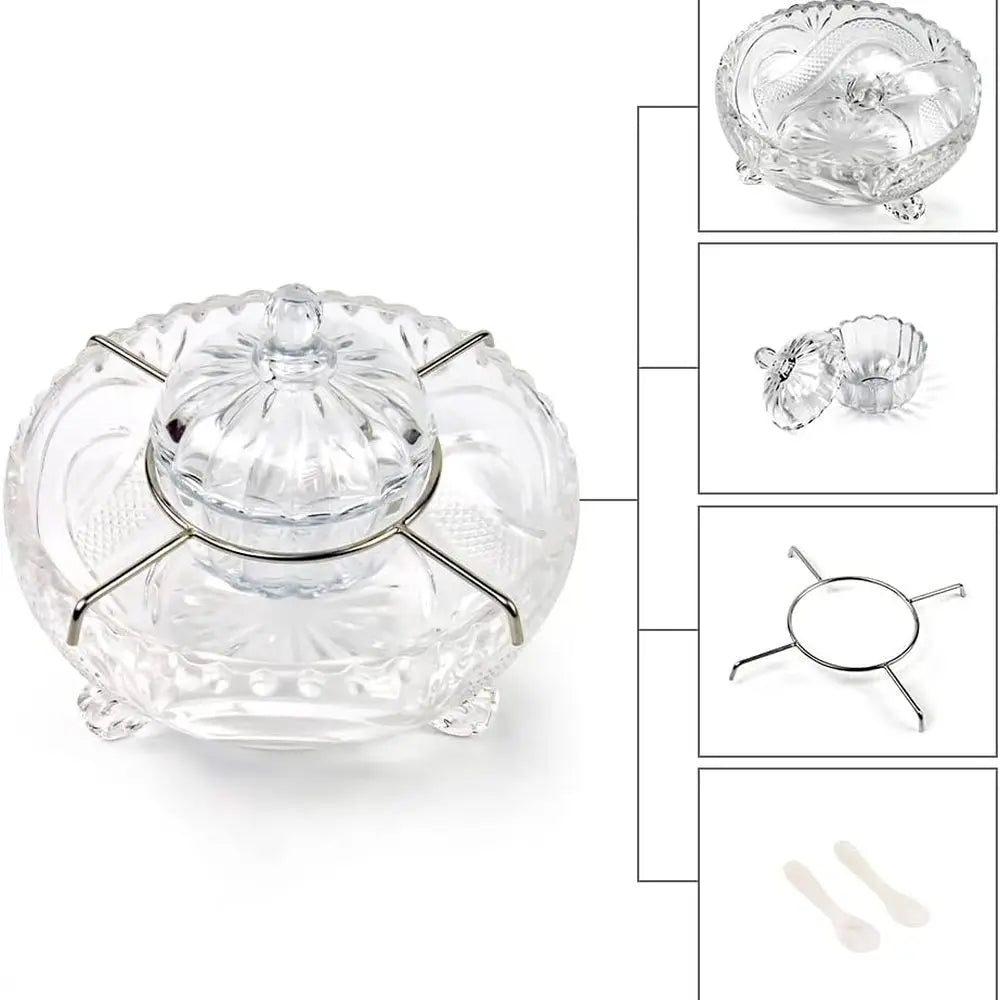 Luxury Caviar Serving Kit with Glass Bowl & 2 Pearl-Handled Spoons for Gourmet Delights