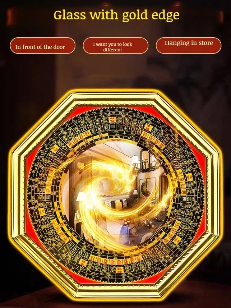 Adjust Feng Shui Gold-rimmed compass Bagua mirror Household hanging mirror concave and convex mirror Taoist Talisman crafts