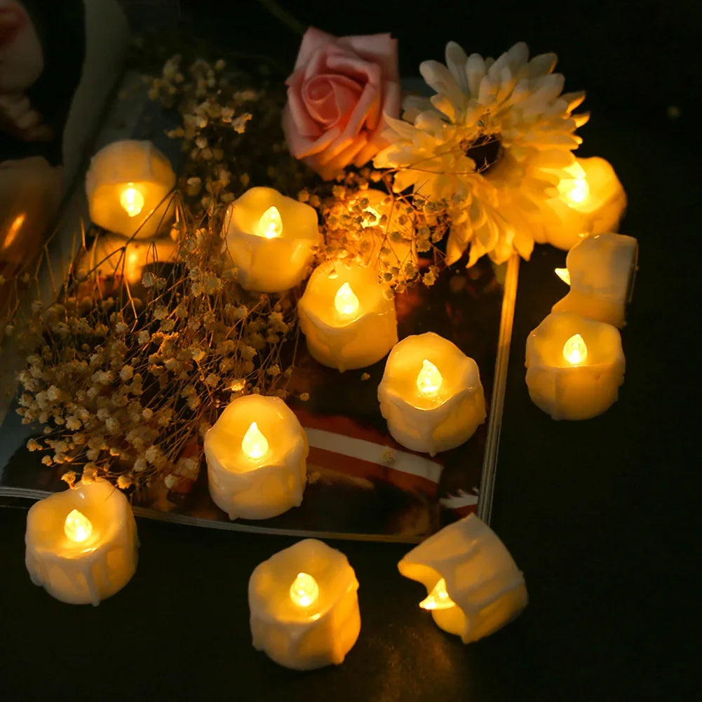 Flameless Flickering LED Tea Lights with Timer 6 Hours On & 18 Hours Off in 24Hours Cycle Automatically LED Votive Candles Light