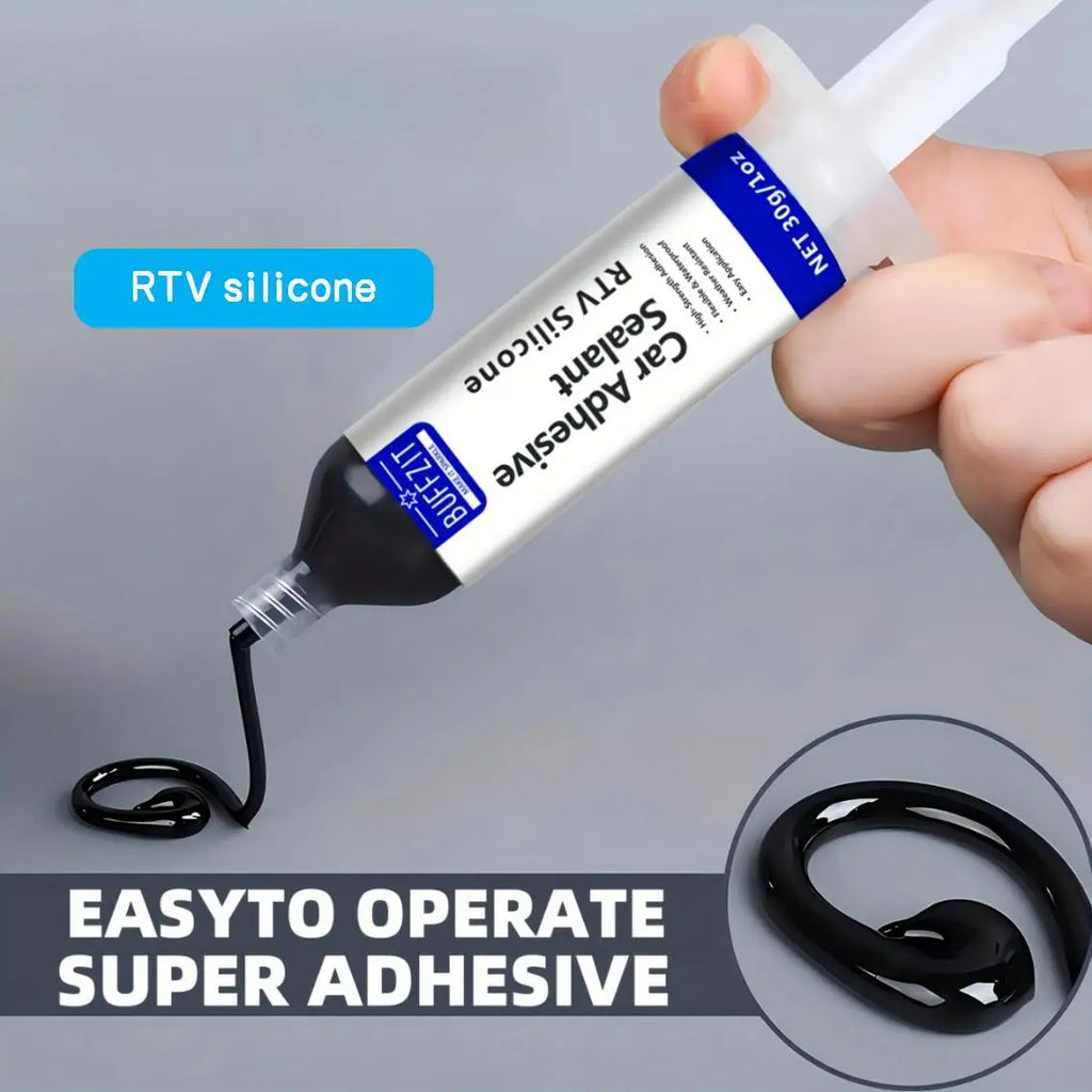 RTV Black Silicone Adhesive Sealant, Waterproof, Flexible, Moisture-Proof for Glass, Metal, Plastic