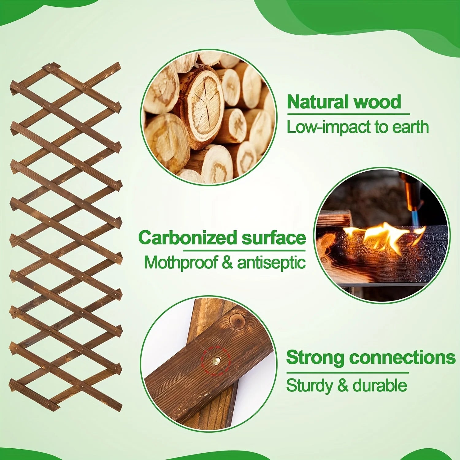 2 Pack Extra Thick Wooden Wall Trellis- Expandable Wall Planter Lattice Panels for Climbing Plants