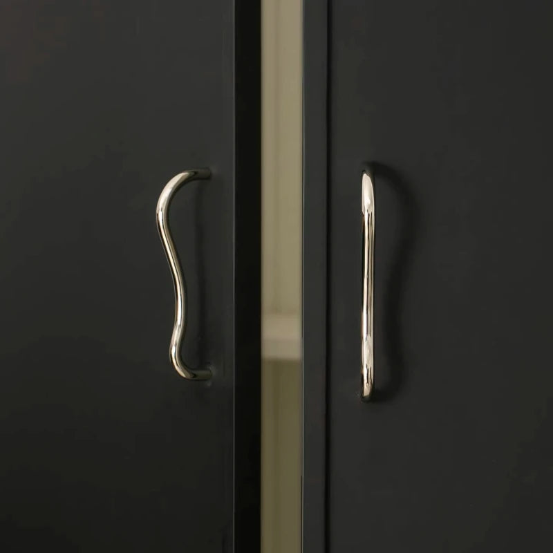 Brass Irregular Line Furniture Handles Bright Cupboard Wardrobe Dresser Drawer Cabinet Knobs Door Pulls T-Bar Decorative Knob