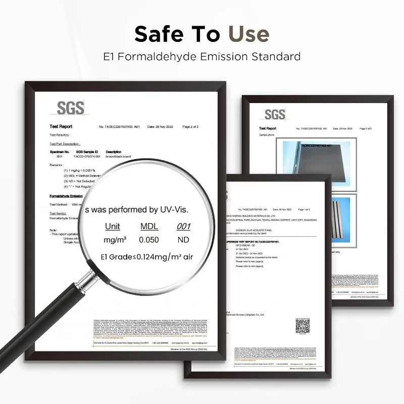 Wood Slat Acoustic Panels, 94.5" x 12.6" Each Soundpoof Wooden Slat Wall Panel - Dark Walnut, 4 Pack