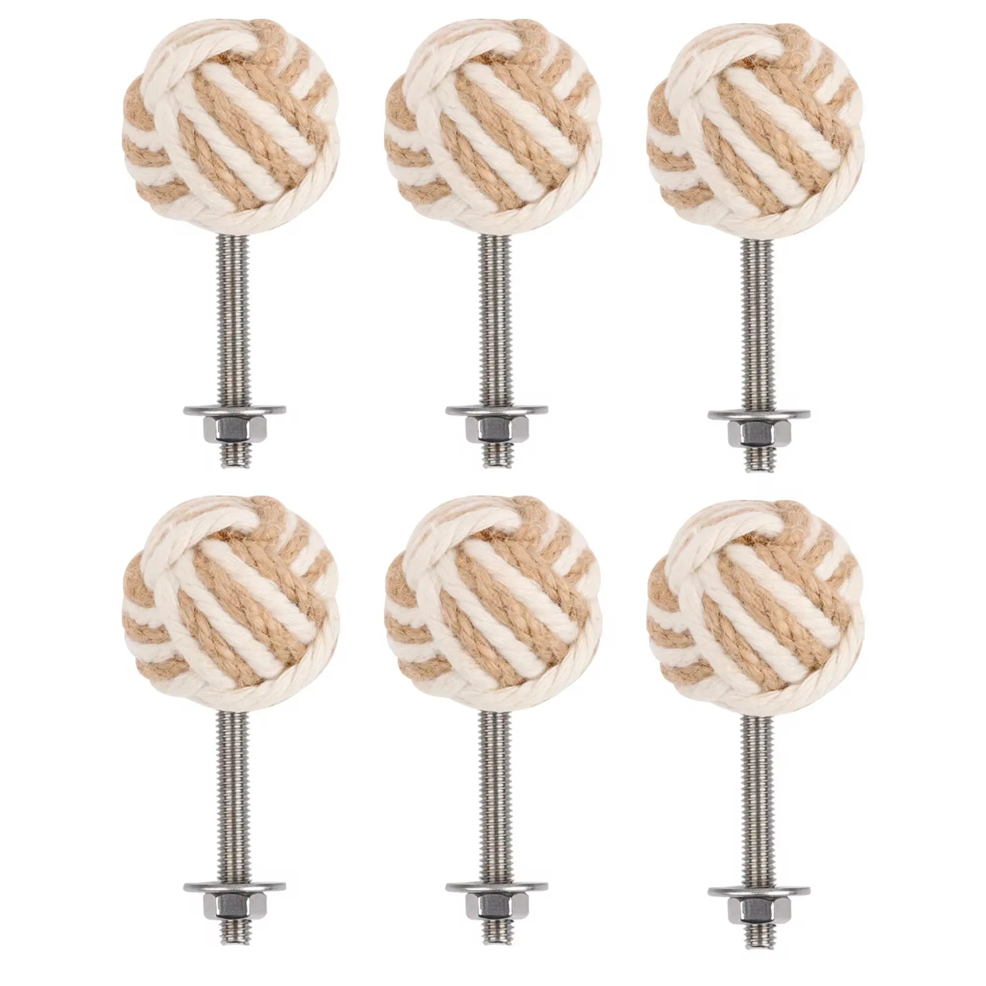 Hemp Rope Drawer Knobs Round Handmade Cabinets Dresser Handles Wood Kitchen Cupboard Wardrobe Door Pulls for Furniture