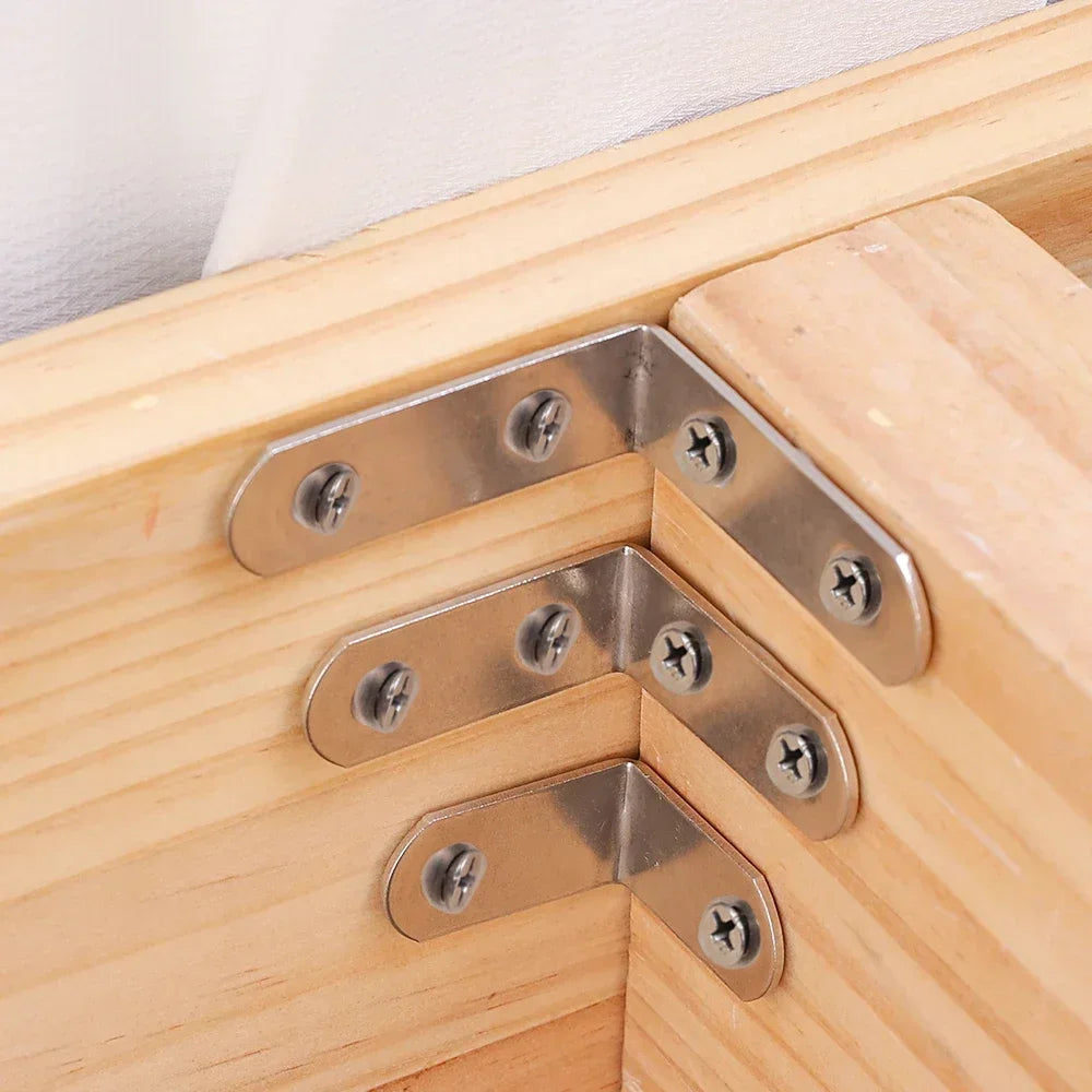 20-1pcs L Shaped Corner Brace Stainless Steel Joint Bracket 90 Degree Connector Fastener Furniture Shelves Cabinet Support Frame