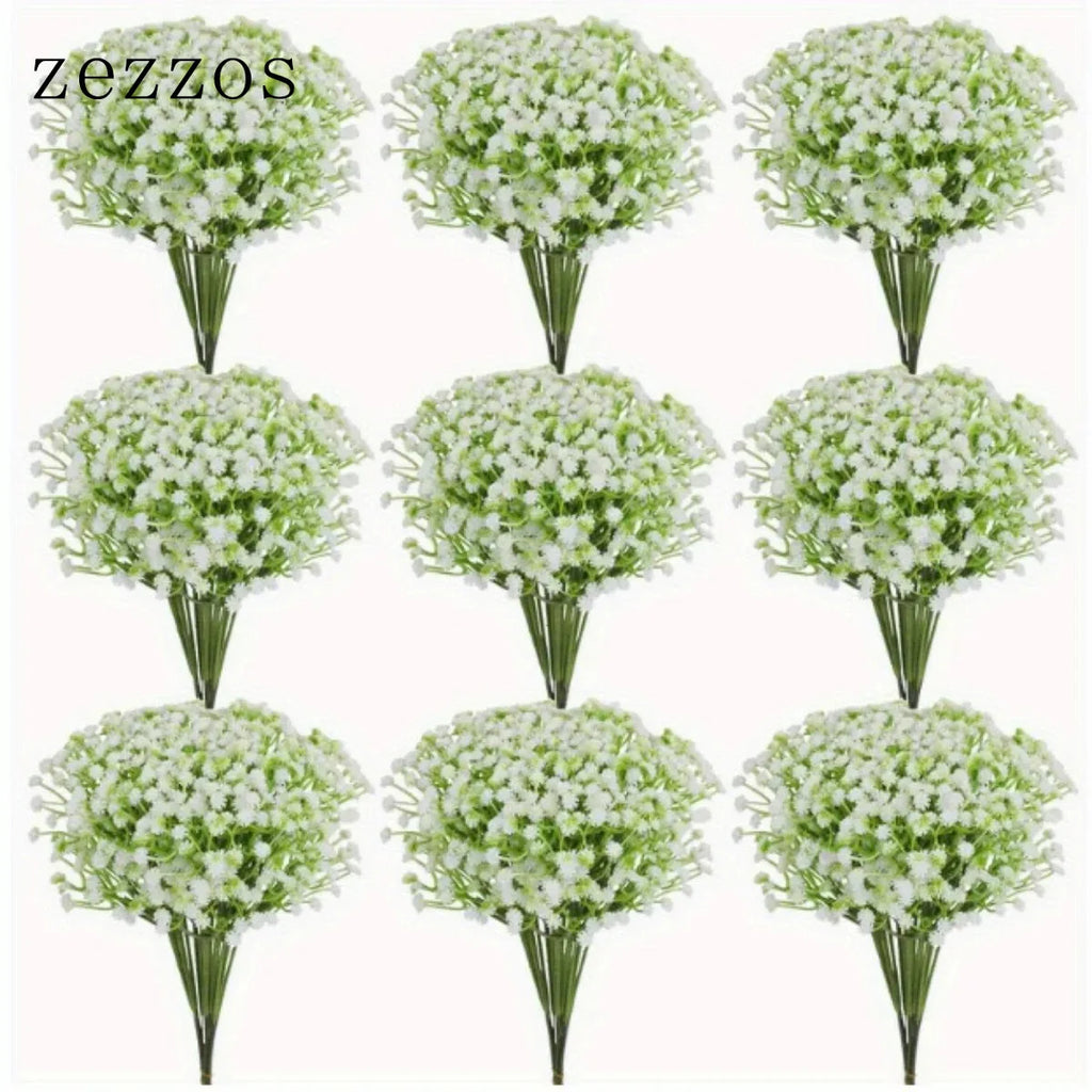 Zezzos 100 Pcs Baby's Breath Artificial Flowers, Fake Baby's Breath Flowers Artificial Bulk White Gypsophila Bouquets Real Touch