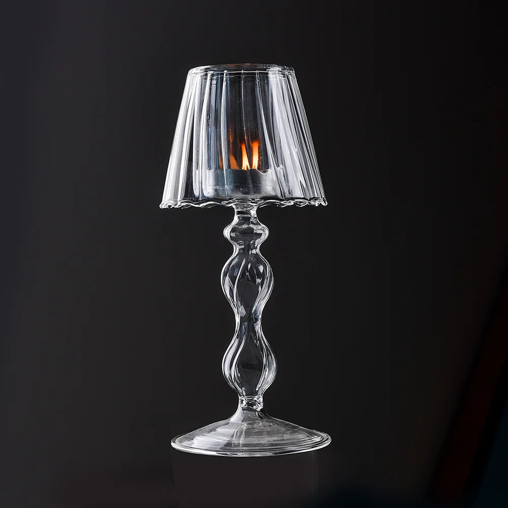 Clear Candle Holder Glass  Candle Holder for Home Decor Table Centerpiece Wedding Party Christmas Valentine Day
