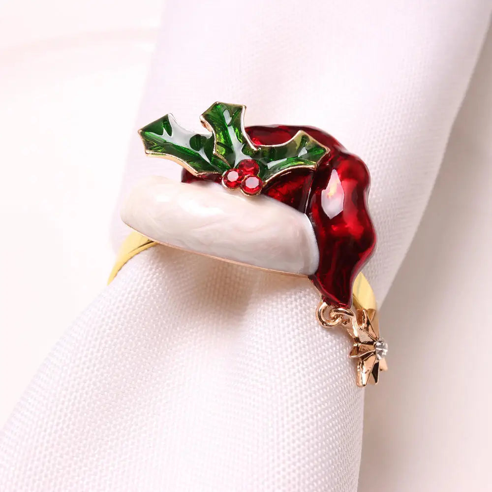 Napkin Rings name Christmas Coconut Table Napkins Holder Wedding metal Red silver Gold Decoration Home 2022 Kitchen Accessories