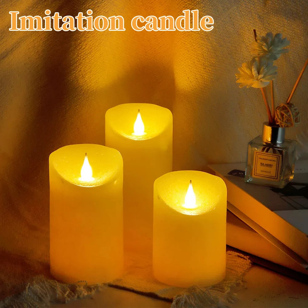 Flickering Flameless Candles 3X Battery Operated Flickering Led Candles Flameless Wax Pillar Candles Light Waterproof Pillar Led