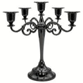 5 Arm Matte Black Candelabra Taper Candle Holders Decorations Indoor Kitchen Décor Table Candles Candlestick Candelabra Centerpi