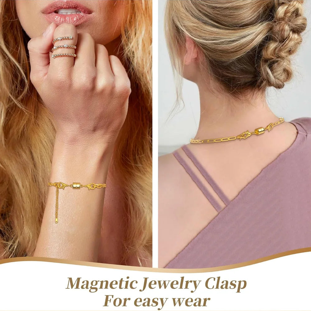 Magnetic Necklace Clasp and Closures with Double Lobster Clasp, Necklace Extenders for Women Jewelry Magnetic Clasps for Necklac