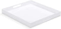 Modern Acrylic Ottoman Tray with Handles, 22x22 Inch Oversized Serving Organizer for Living Room, Bedroom, Kitchen