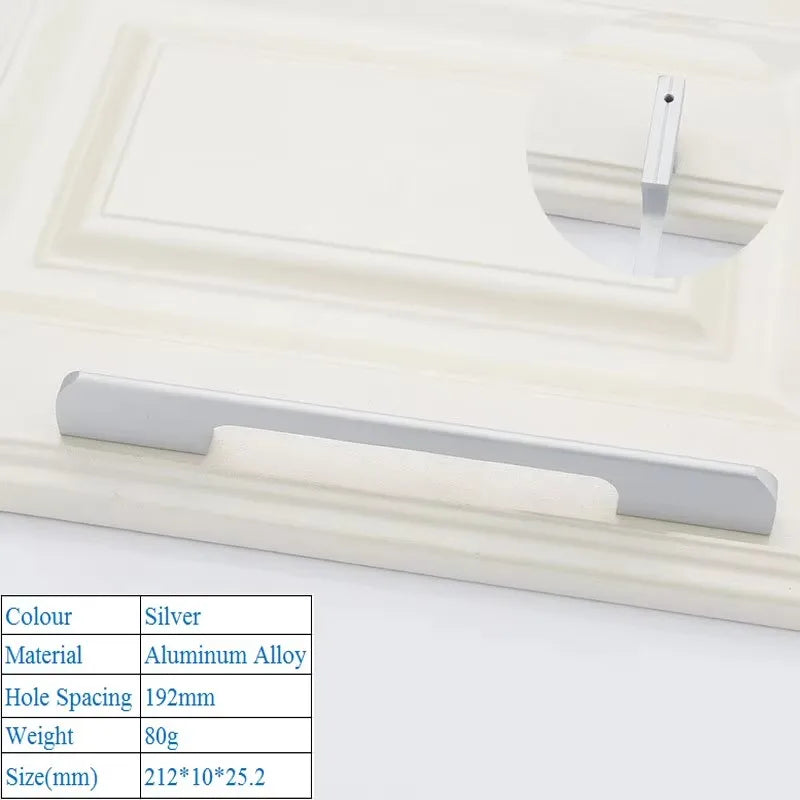 Black Aluminum Alloy Security Door Handles American Style Lengthen Cabinet Door Handle Modern Decorative Drawer Flush Handles