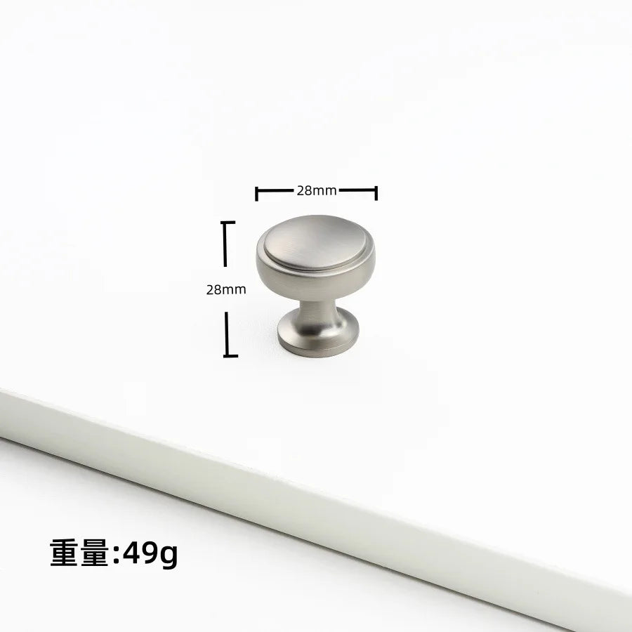 Nickel Brushed Kitchen Cabinet Pulls Silver Wardrobe Drawer Handles Zinc Alloy Single Hole Knobs Modern Furniture Door Handles