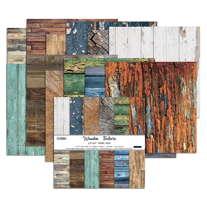 24 Sheets 30x30cm Craft Scrapbooking Paper Pad Watercolored Single-Side Printing Junk Journal Cardstock Supplies for Card